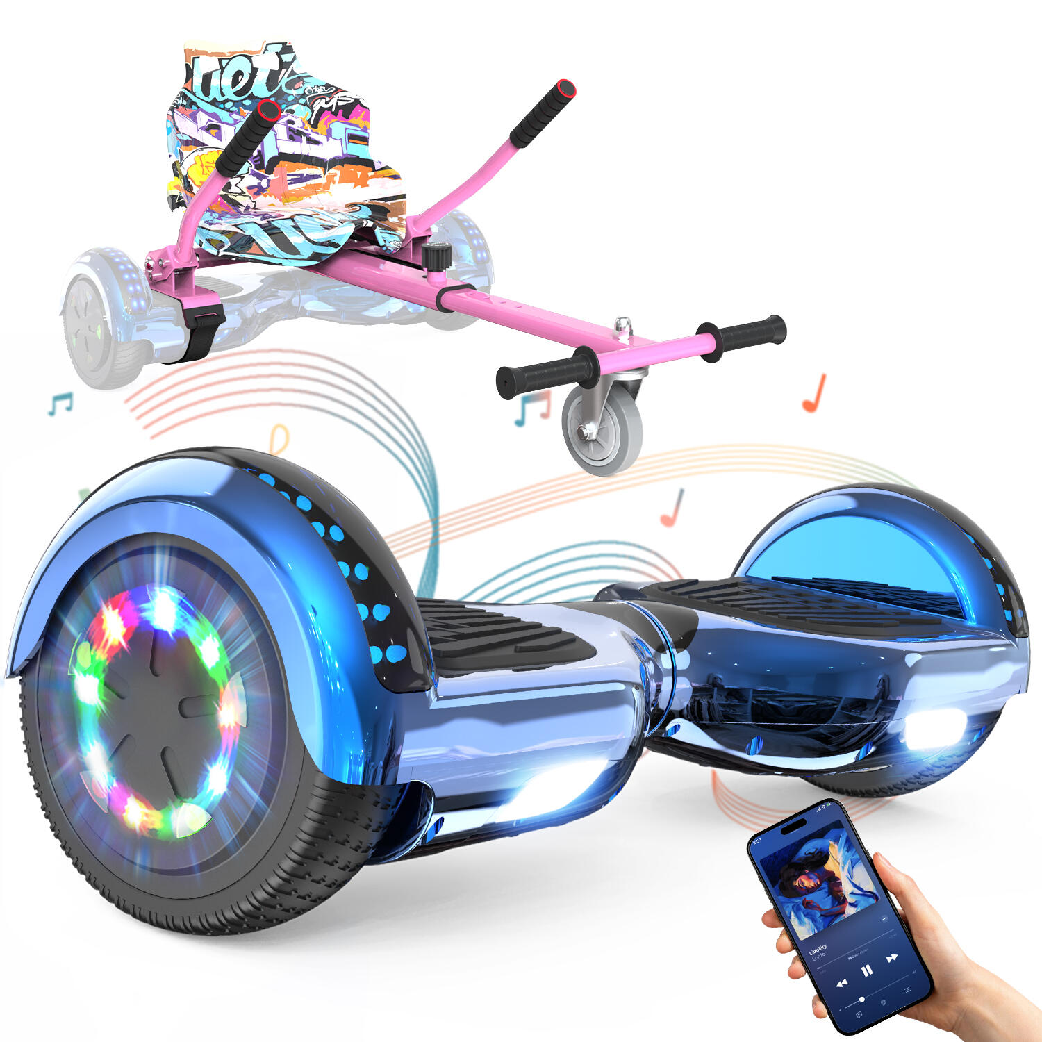 Rcb - Hoverboard Et Hoverkart Gyropode 6.5 Pouces Rcb-wj1 - Hoverboard - Bleu|rose - Decathlon