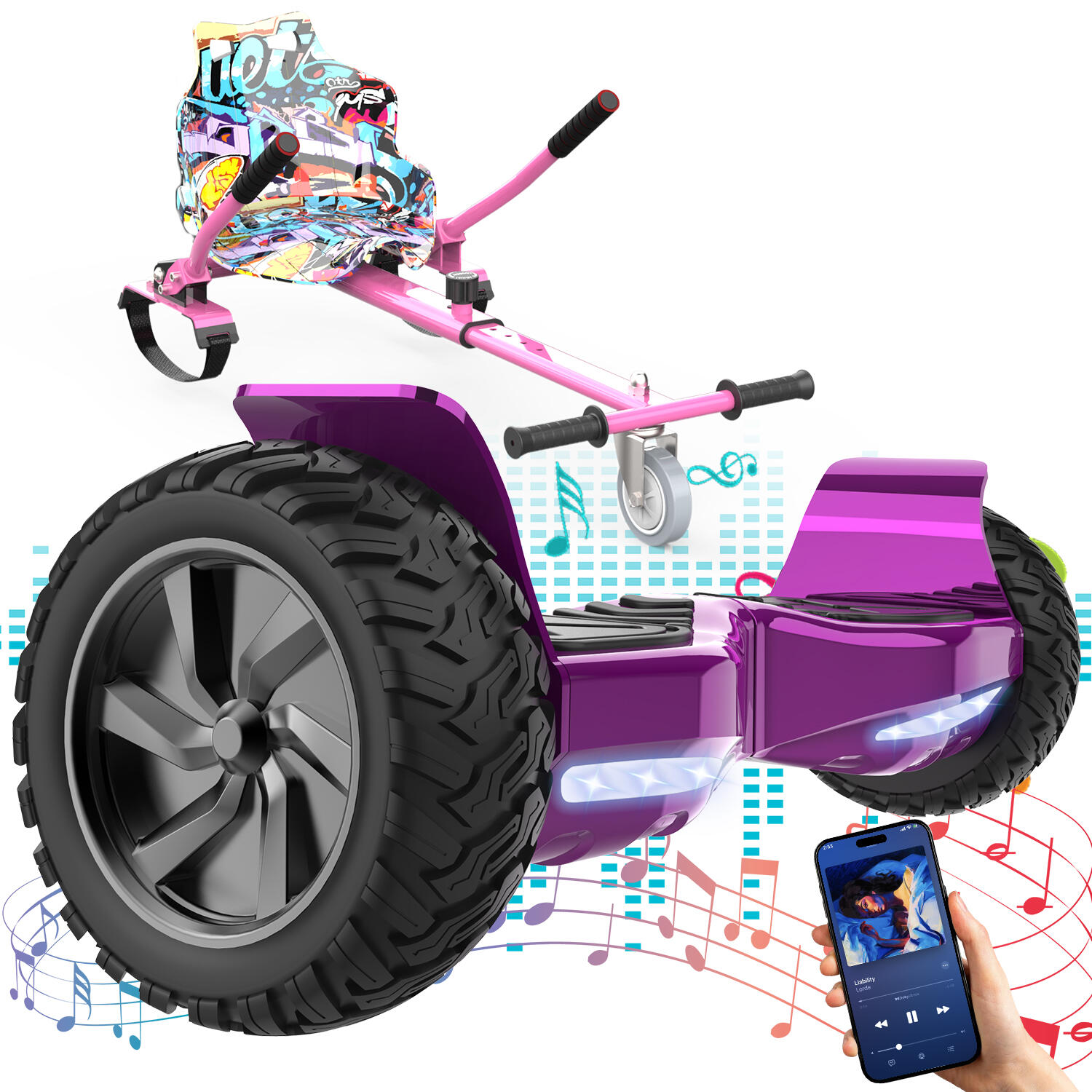 Rcb - Hoverboards Avec Go-kart 8.5 Pouces, Bluetooth Rcb-hy-a16 - Hoverboard - Rose|violet - Decathlon