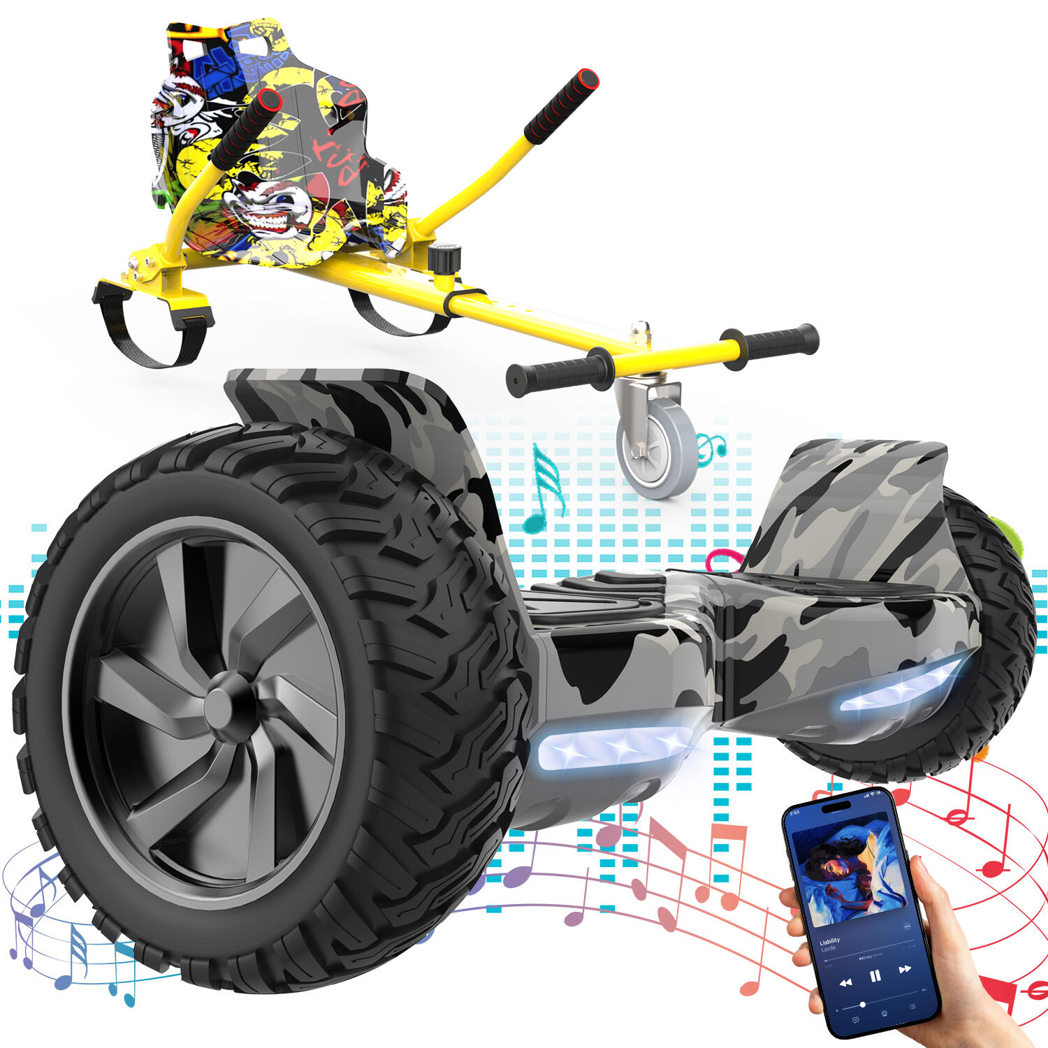 Rcb - Hoverboards Avec Go-kart 8.5 Pouces, Bluetooth Rcb-hy-a16 - Hoverboard - Multicolore|vert - Decathlon