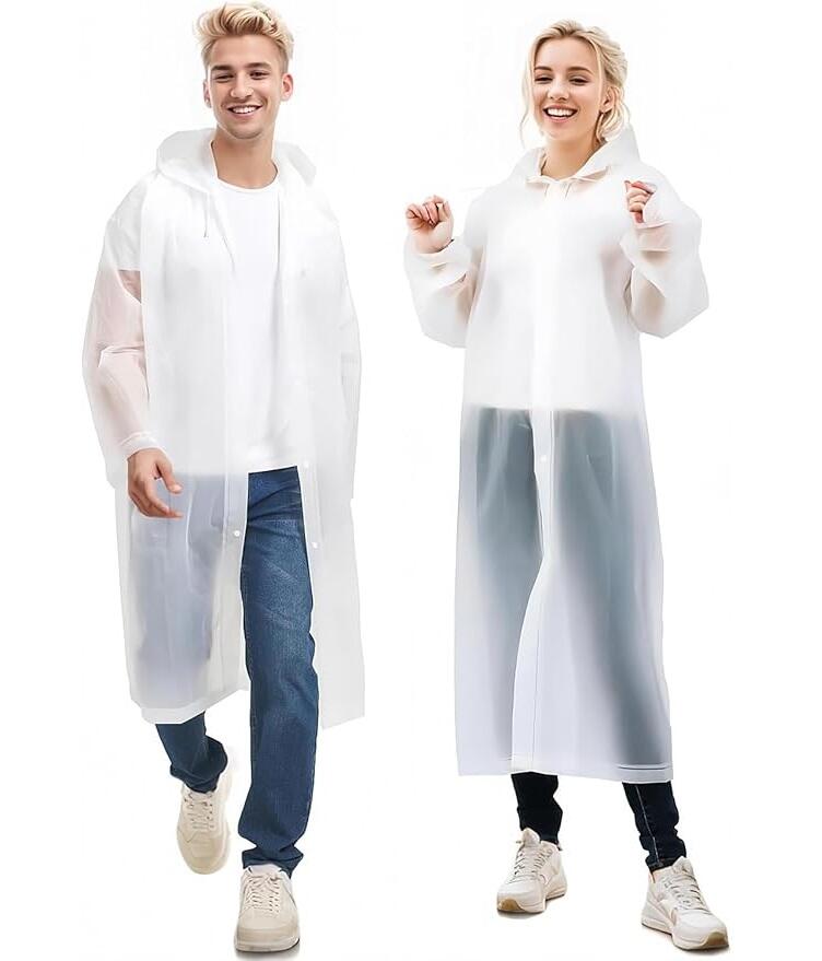 Regenmantel Wasserdicht Weiß Mit Kapuze Einheitsgröße 2/7