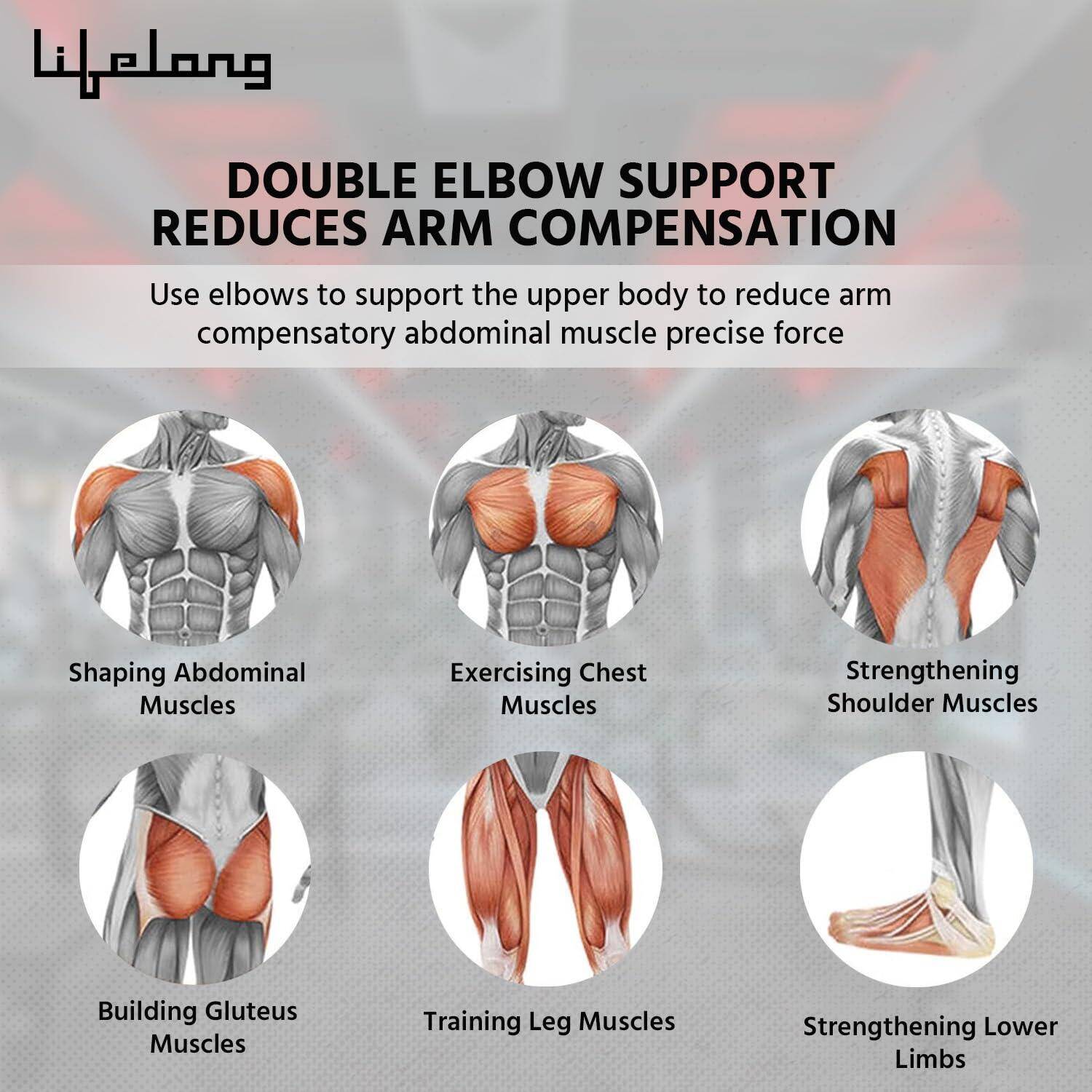 Lifelong LLAR03 Ab Roller with Automatic Rebound, Elbow Support, Timer & Mobile Holder, Dual Non-Slip Wheels, Professional Core Strength Training Ab Roller, Home Gym Core Trainer with Knee Pad – Black -  2