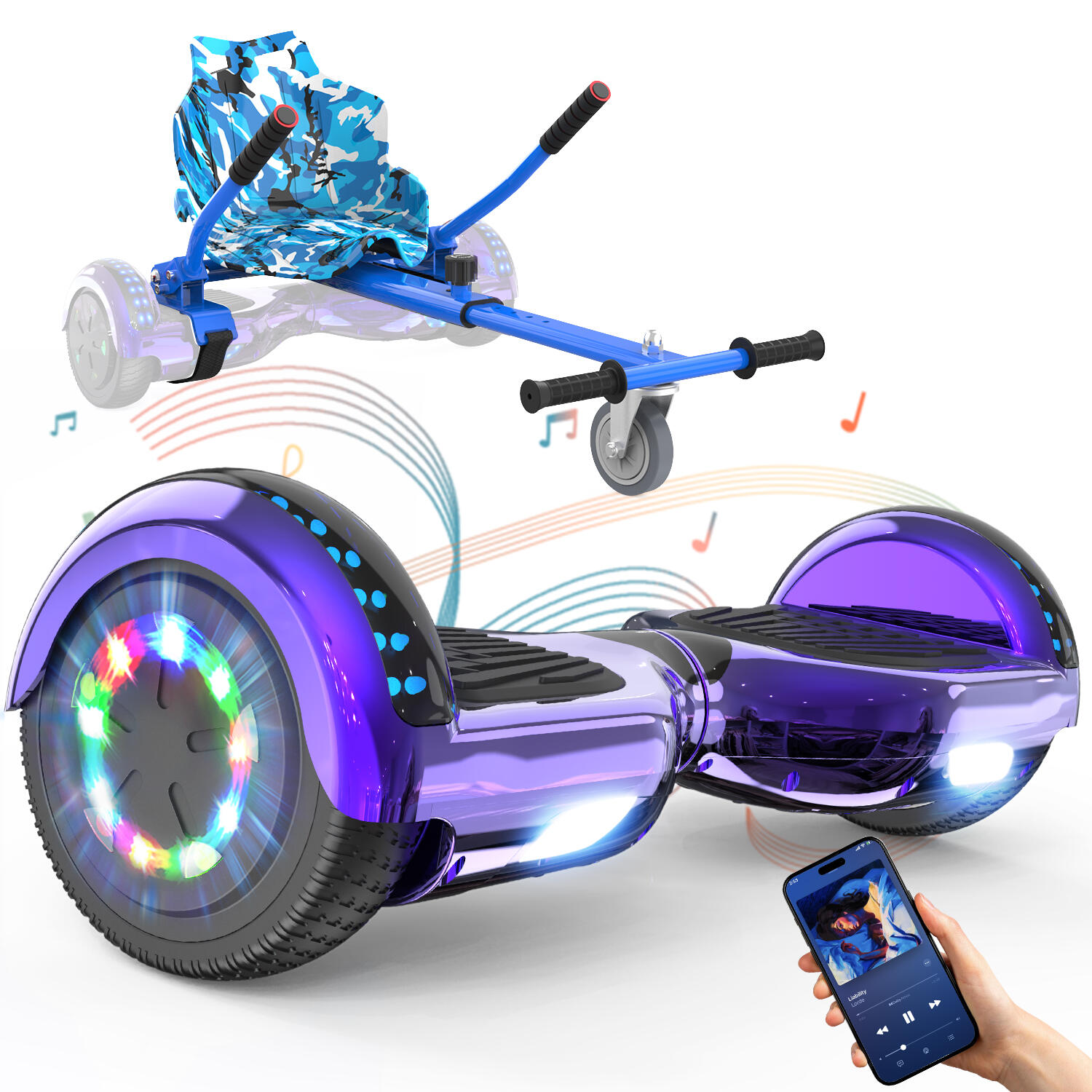 Rcb - Hoverboard Et Hoverkart Gyropode 6.5 Pouces Rcb-wj1 - Hoverboard - Bleu|violet - Decathlon