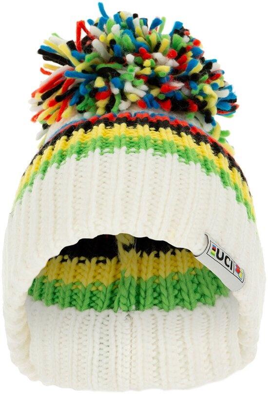 Muts Big Bobble Hats UCI White Rainbow Stripes 2/3