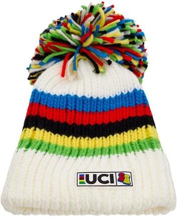 Bonnet Big Bobble Hats UCI White Rainbow Stripes