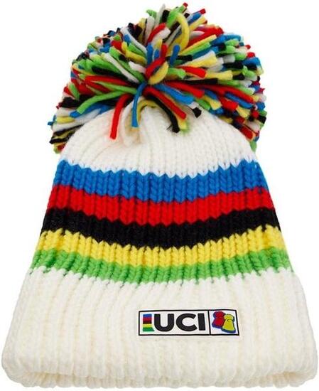 Bonnet Big Bobble Hats UCI White Rainbow Stripes