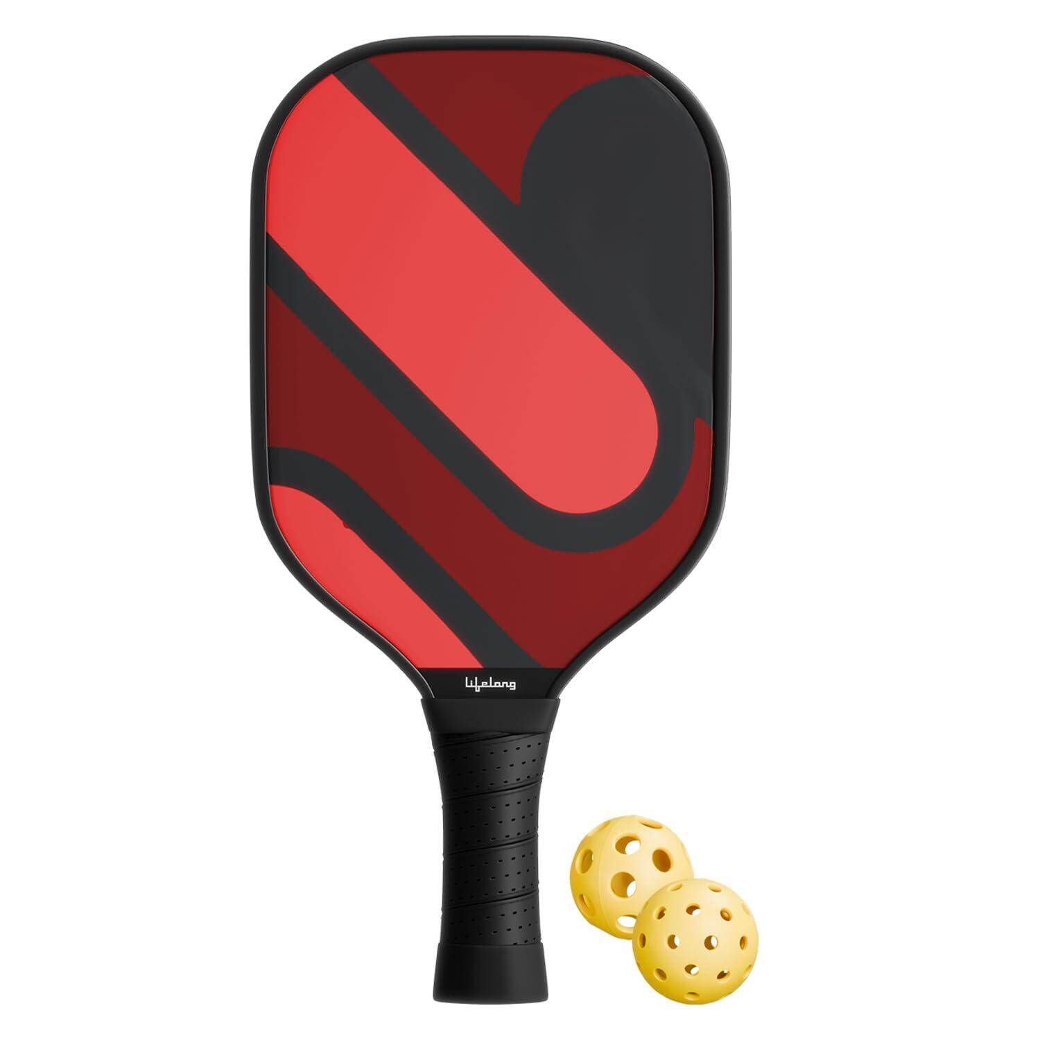 Lifelong Pickleball Paddle | Carbon Fiber T700 Surface | 19 Mm Thickness | 2 Pickleball Balls & Paddle Cover Bag | Cushion Comfort Handle Grip | Durable | Outdoor Game for Kids & Adults, Multicolor