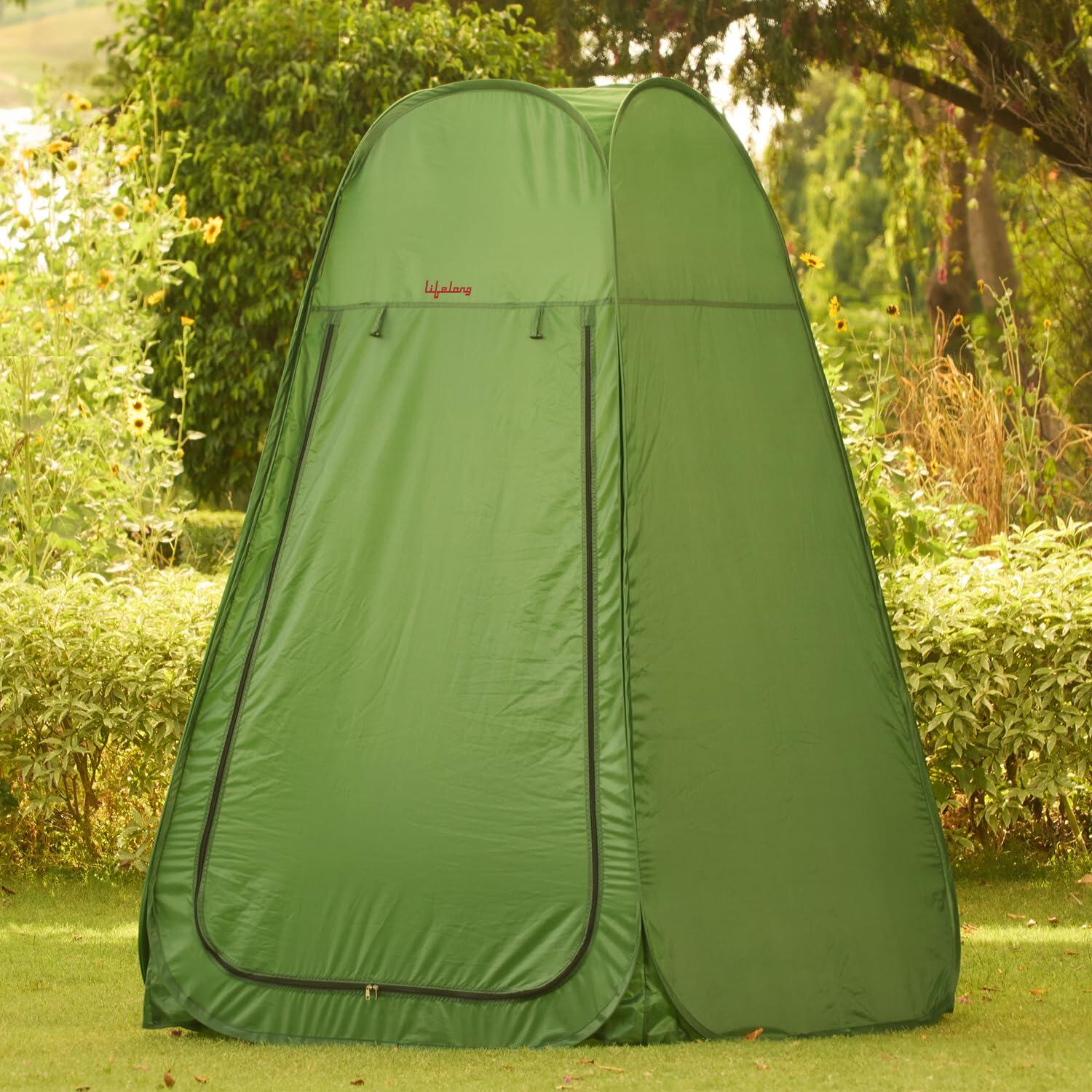 Lifelong Polyester Pop Up Tent for Camping - Dress Changing with Portable Foldable Cloth Outdoor Bathroom Tent, Camp Toilet Rain Shelter, Height 7Ft-(Green 1 Person)-image-9