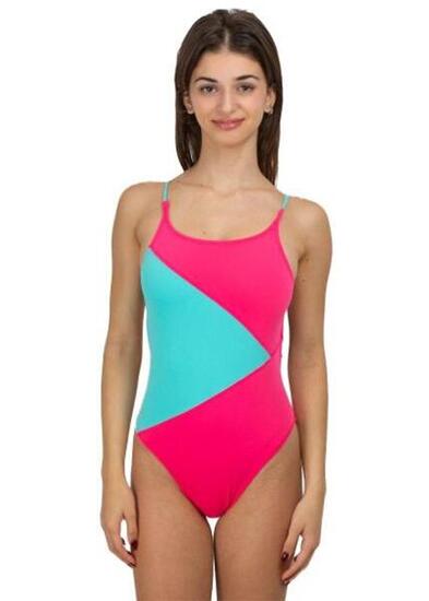 Maillot de bain Turbo Island pour femme - Rose/Bleu - Taille 34