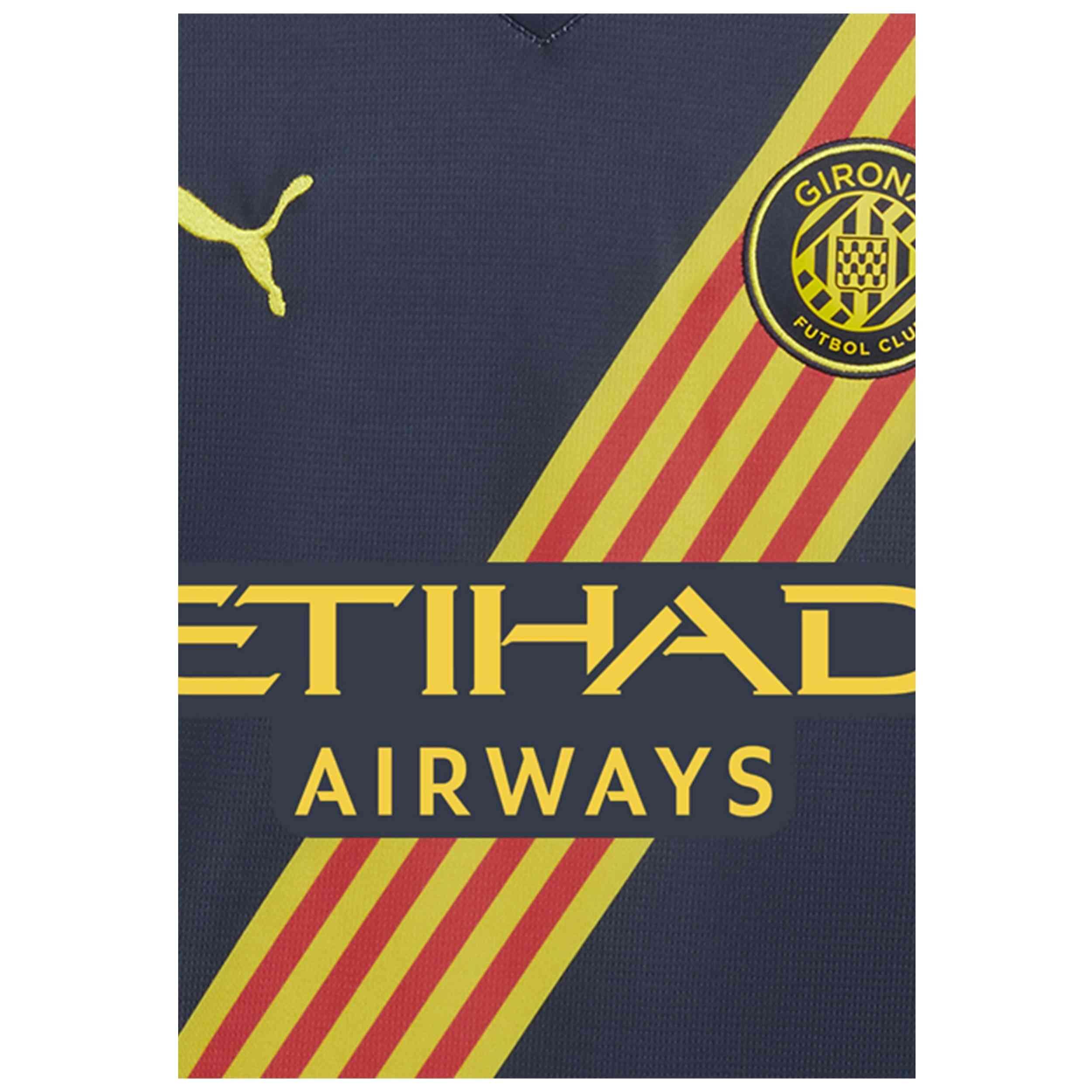 Maillot Away 24/25 Girona FC Homme PUMA Club Navy Pelé Yellow Blue 3/4