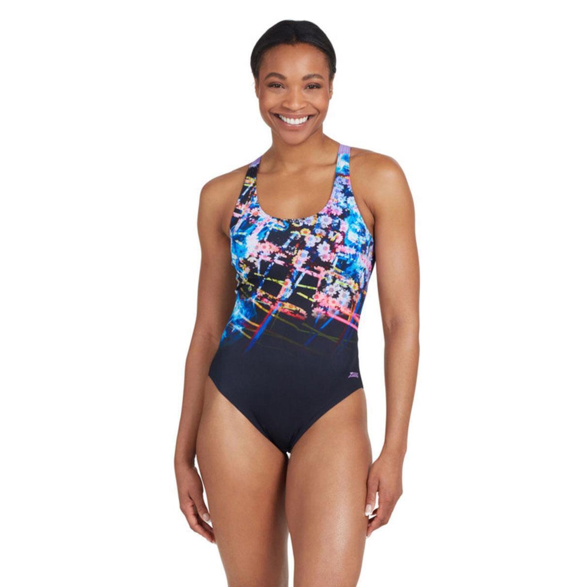 Zoggs - Maillot De Bain Zoggs À Dos Nageur - Imprimé Marguerite Numérique - Taille 32 - Maillot De Bain 1 Pièce - Bleu - 32 - Decathlon