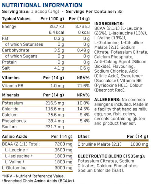 Acides aminés essentiels - BCAA Amino-Hydrate - Eclats de Fruits 450g 3/3