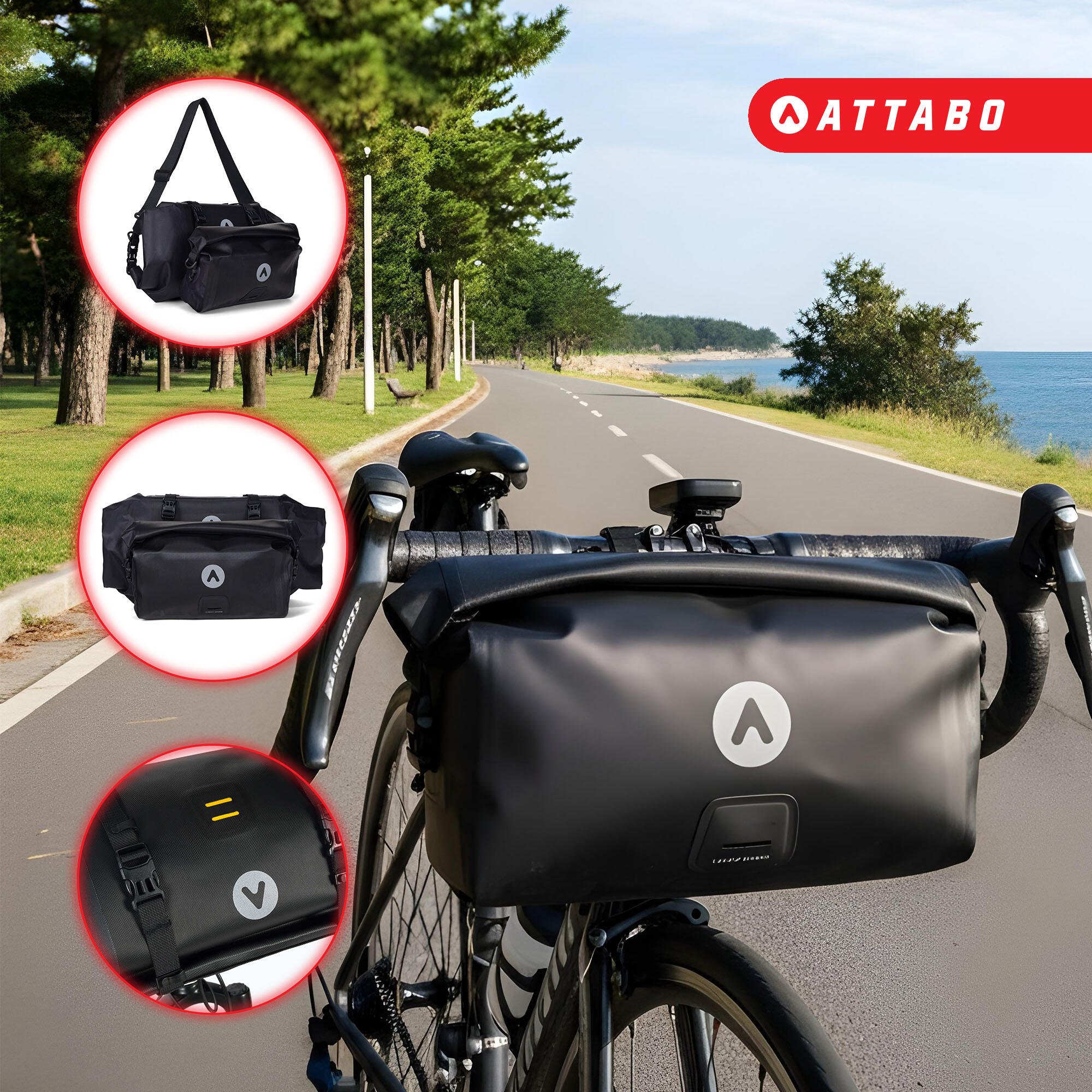 Un ensemble de sacoches de guidon de vélo ATTABO 4/7