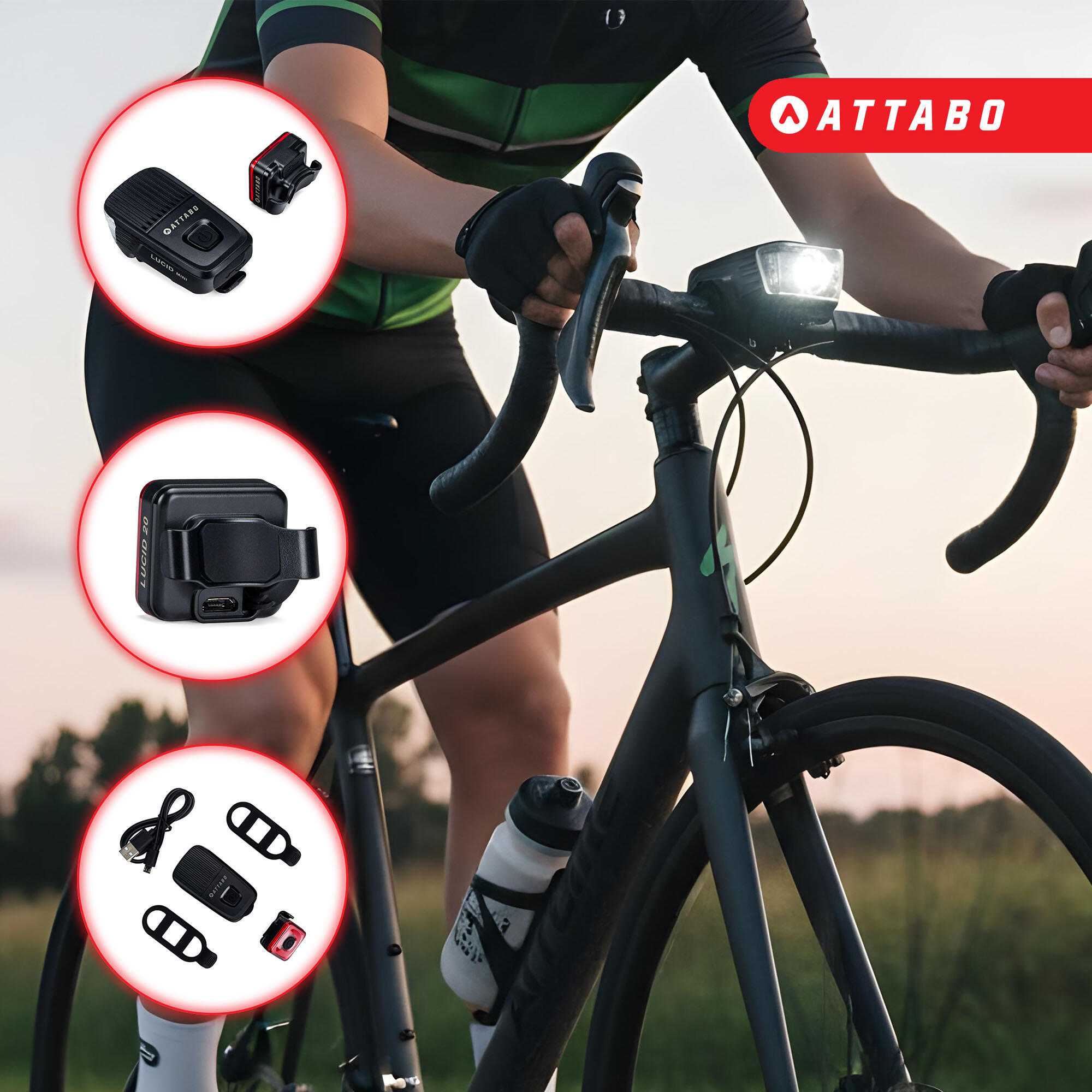 ATTABO LUCID MINI & 20 feux de vélo 4/7