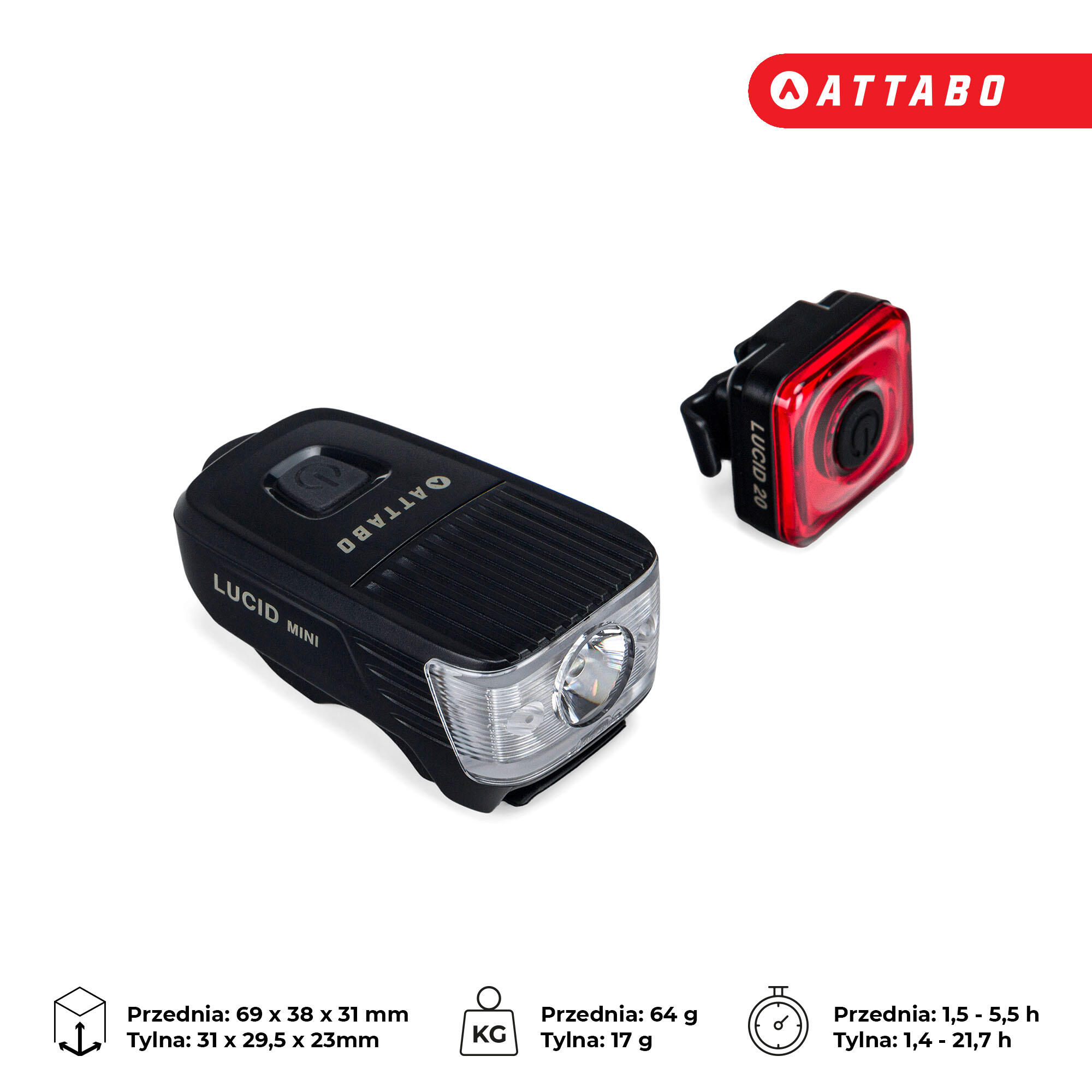 ATTABO LUCID MINI & 20 feux de vélo 6/7