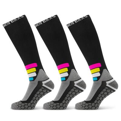 Poederbaas Skisocken Kompression Technical Pro Merino 3er-Pack Schwarz