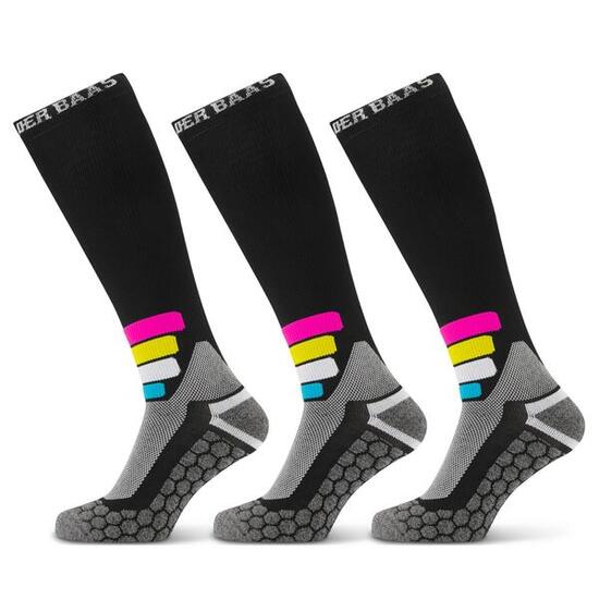 Poederbaas Skisocken Kompression Technical Pro Merino 3er-Pack Schwarz