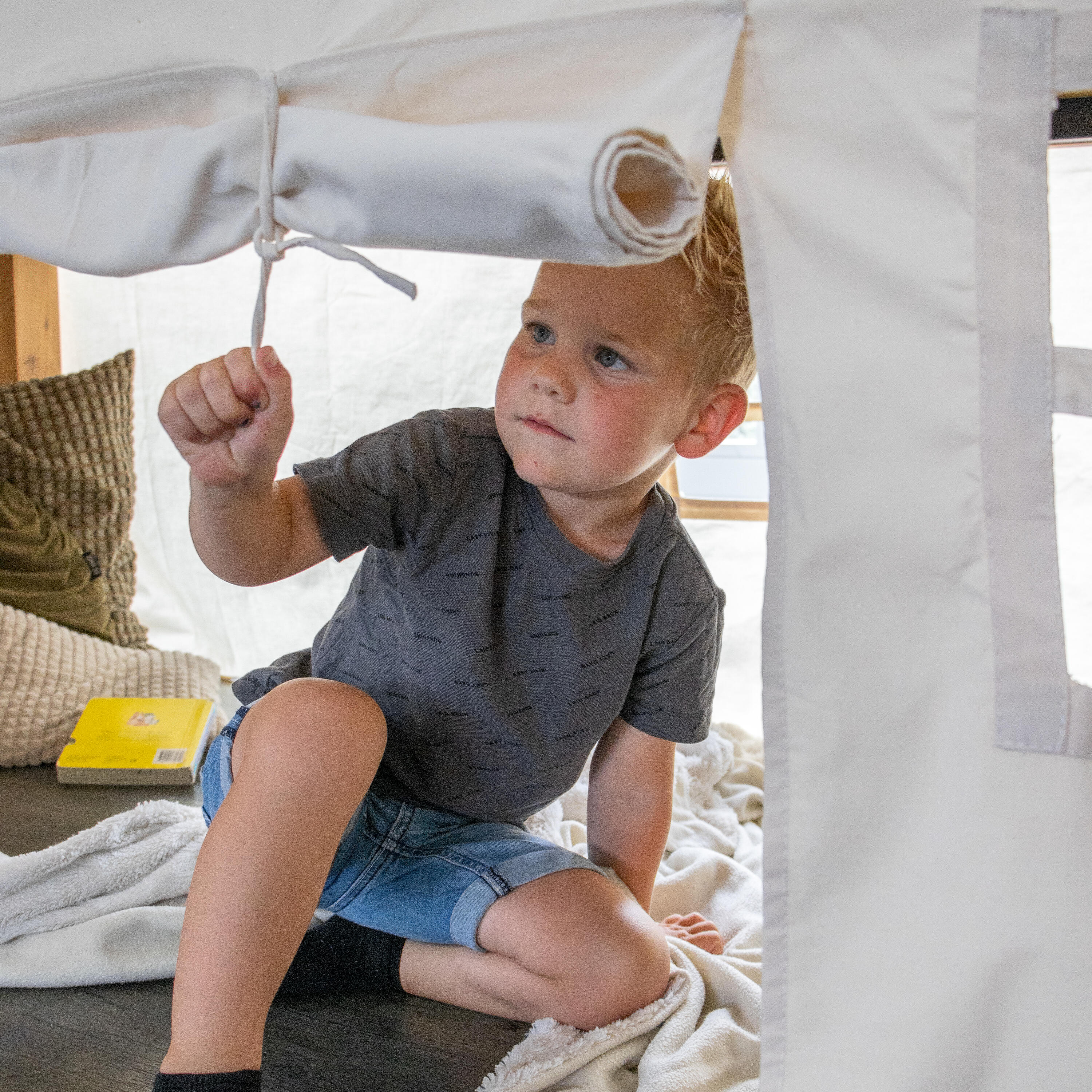 Sunny Nova Tenda da tavolo in cotone | 3 finestre 360 x 260 x 100 cm, Crema 7/7