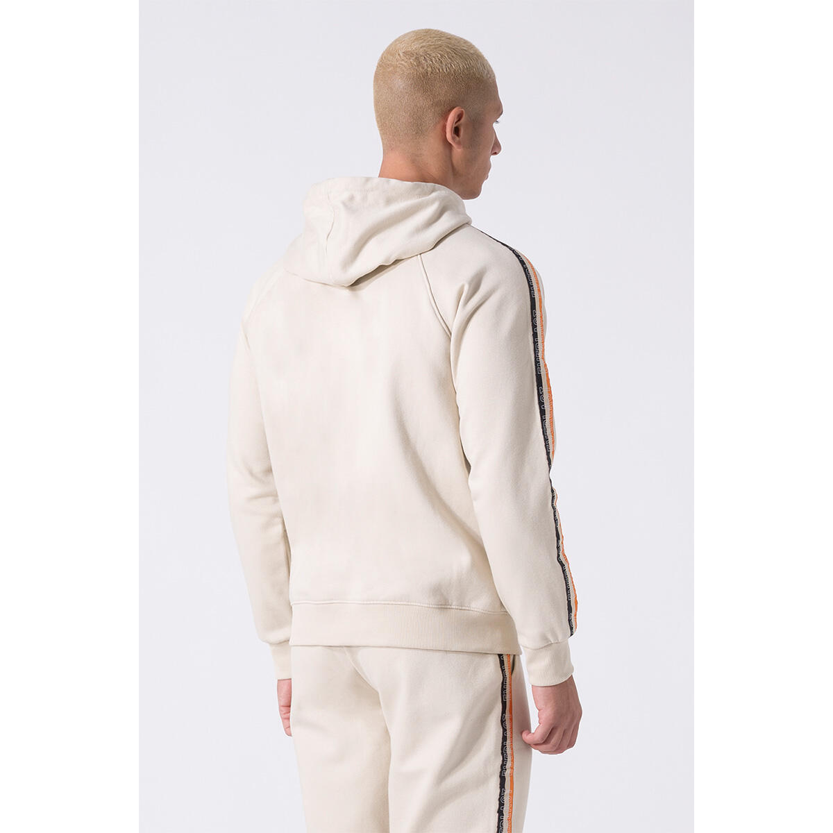 CHAQUETA HOMBRE NEUTRA CREMALLERA COMPLETA CON CAPUCHA Y CINTA TRICOLOR EVERLAST 2/4