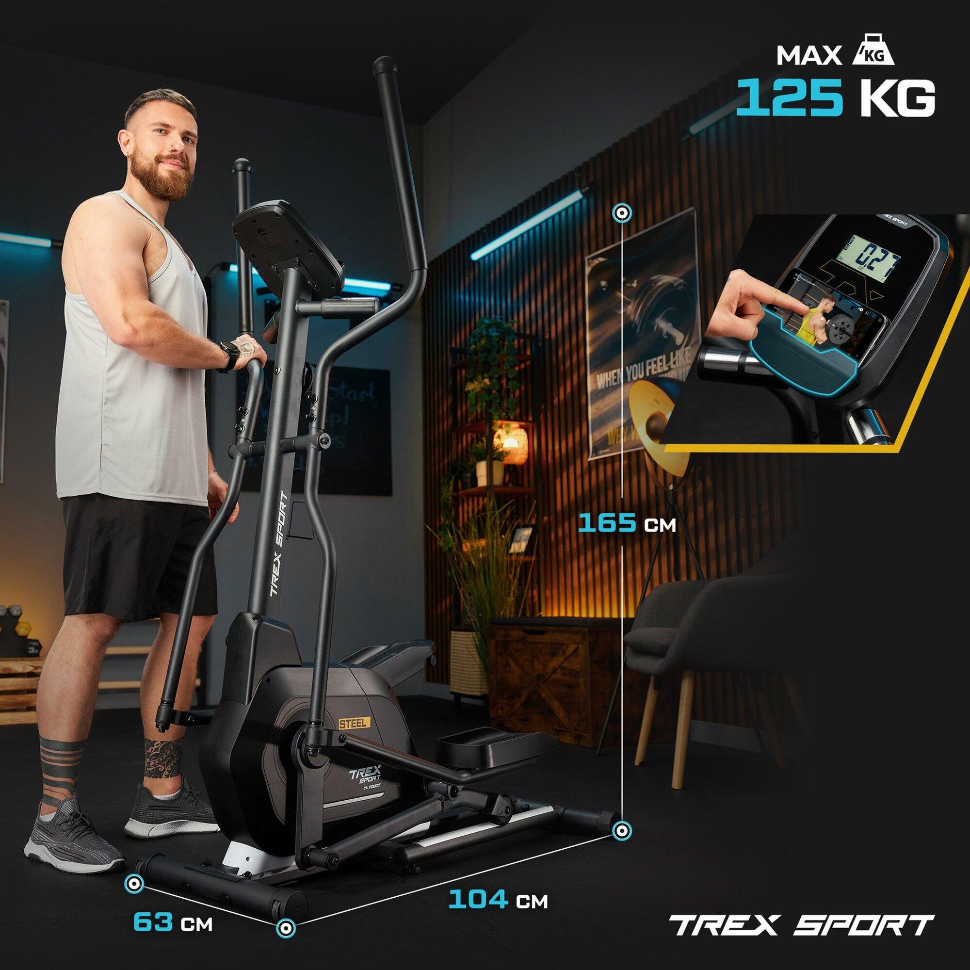 Vélo elliptique magnétique, volant d'inertie 14 kg Trex Sport STEEL, max. 125 kg 3/7