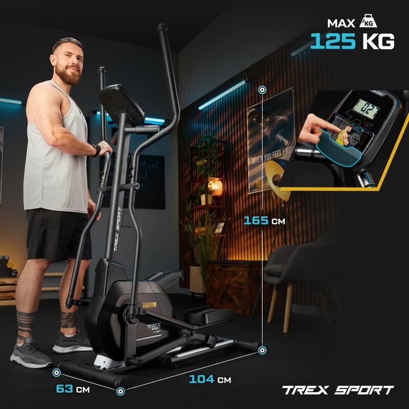 Antrenor eliptic magnetic Trex Sport STEEL, volant 14 kg, max. 125 kg