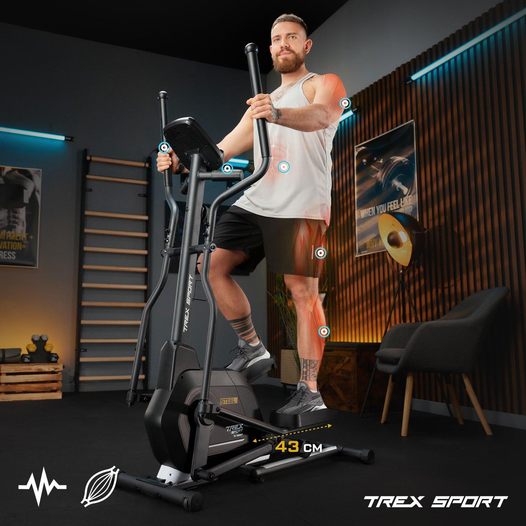 Vélo elliptique magnétique, volant d'inertie 14 kg Trex Sport STEEL, max. 125 kg 2/7