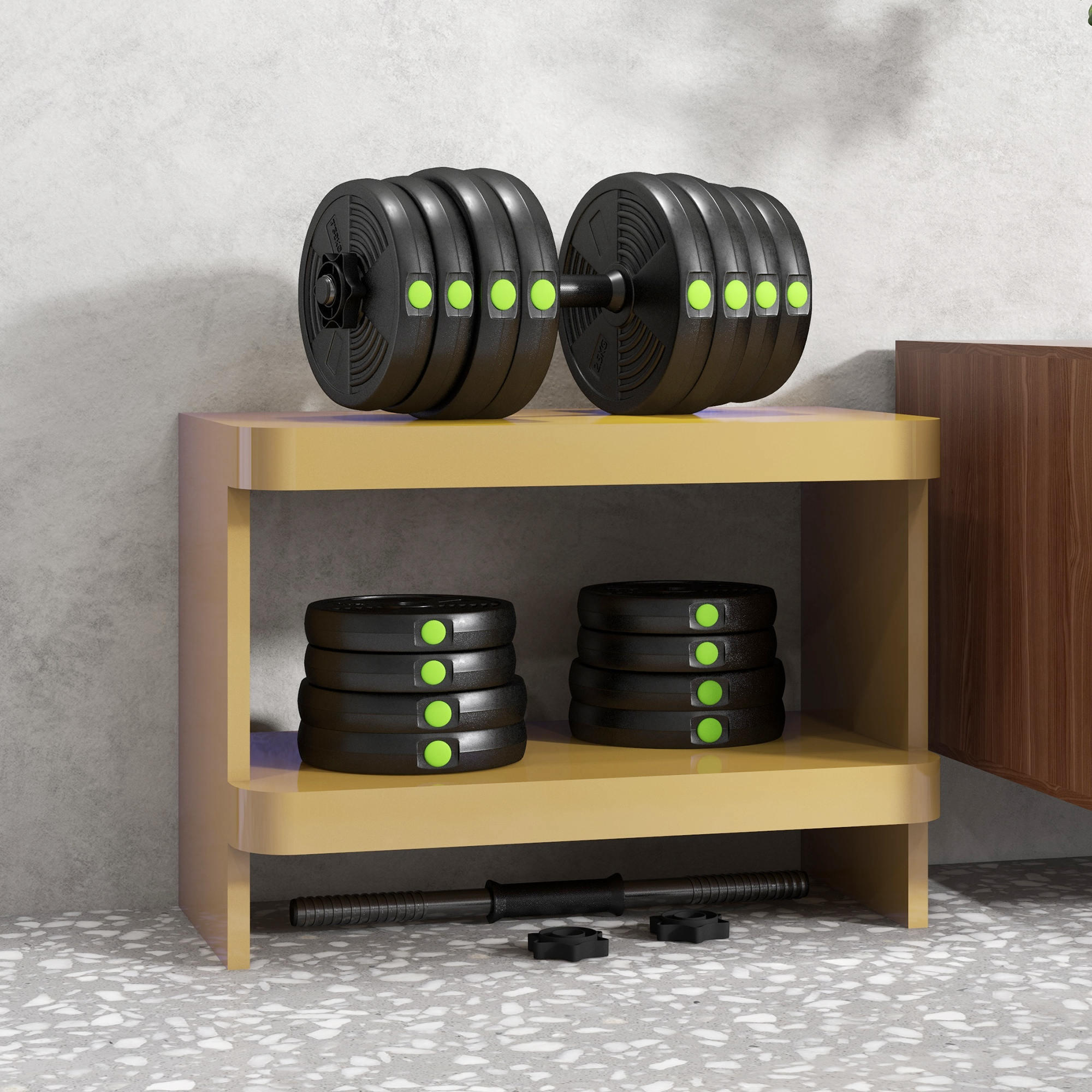 Kit de Mancuernas SPORTNOW 105x20x20 cm Negro y Verde 2/8
