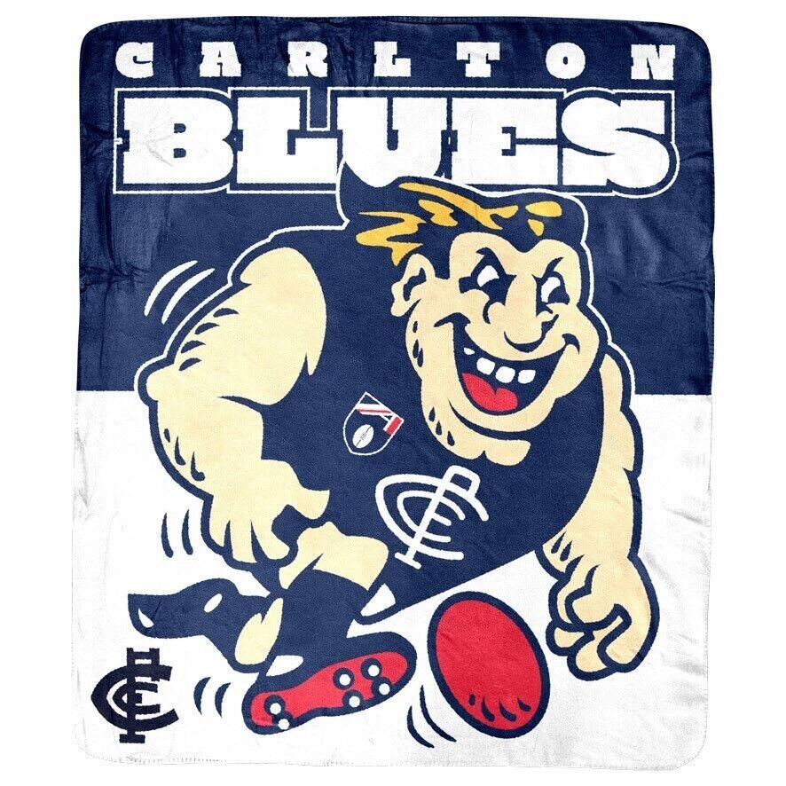AFL Coral Mascot Blanket - Carlton Blues - 150x130cm - Throw Rug