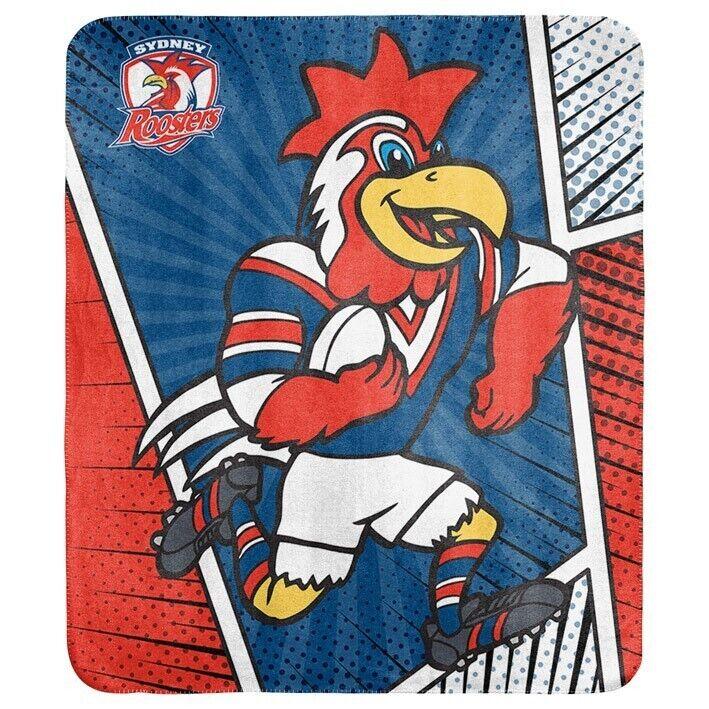 NRL Coral Mascot Blanket - Sydney Roosters - 150x130cm - Rugby League
