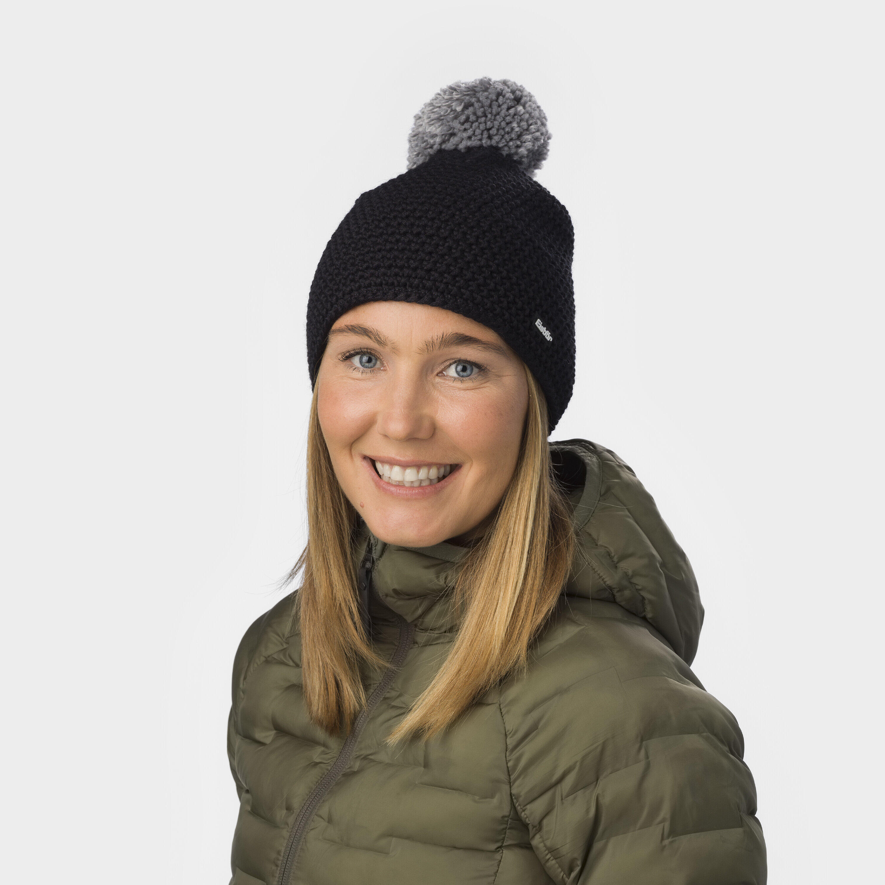 Gorro Jamie com pompom, em lã merino com forro polar quente para homem e mulher 3/6