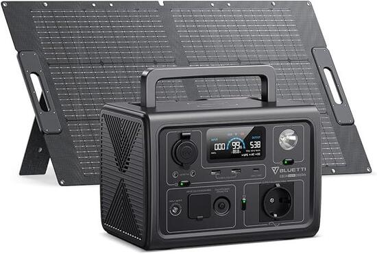 BLUETTI EB3A Stazione Elettrica Portatile 600W+Pannello Solare 100W per Roulotte