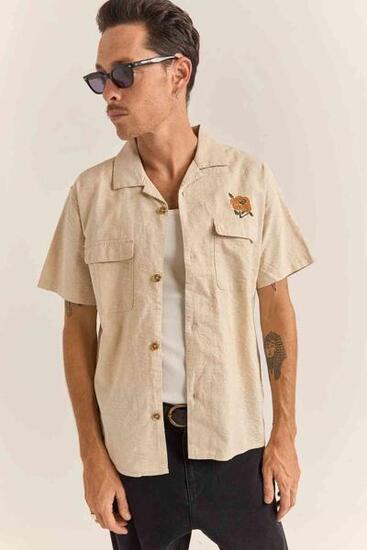 EmbroideRouge Seersucker - S/S Chemise Homme