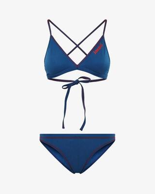 costume bikini turchese e pesca da donna in mat. sintetico da nuoto