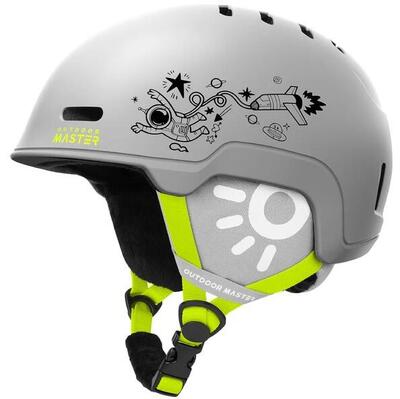 Outdoormaster reindeer kids skihelm grijs in-mold, veilig s