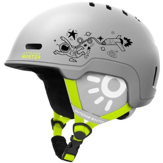 Casque de ski OutdoorMaster Reindeer pour enfants, gris In-Mold, sécurité S