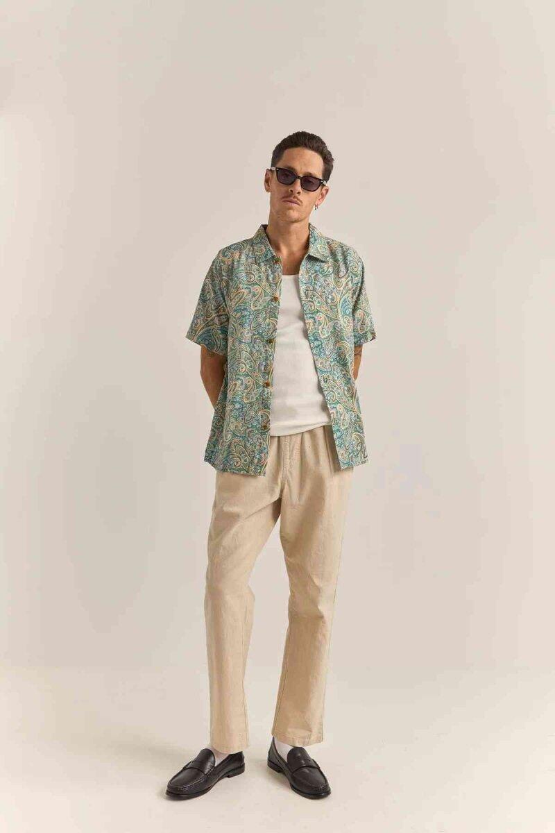 Cabo Paisley - Camisa de manga corta para hombre 3/4