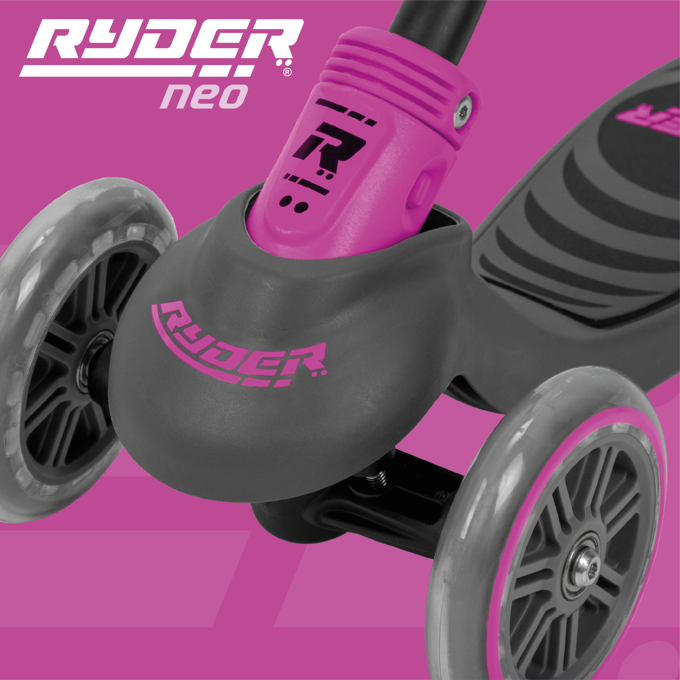 Patinete Ryder Neo 3 ruedas, base antideslizante, freno trasero y plegable. 6/7