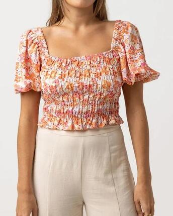 Rosa Floral Smocked - Top Femme