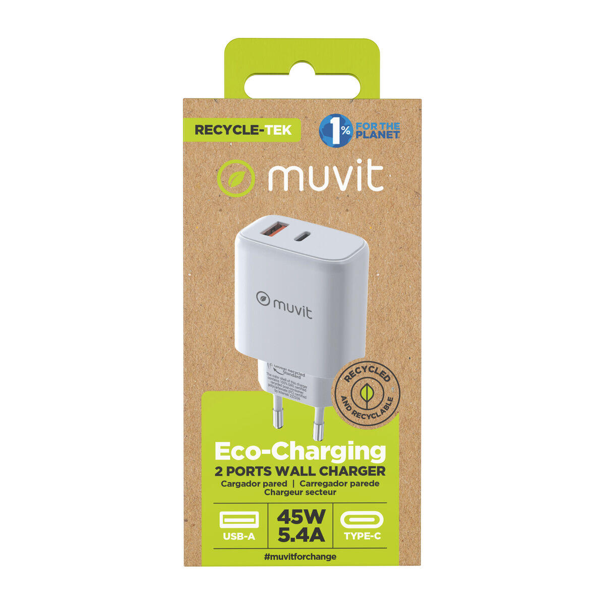 Chargeur mural MUVIT FOR CHANGE MCD356 Blanc 5/5