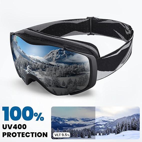 Outdoor Master Classic Maschera Sci OTG Anti-Appannamento UV400, Nero 3/3