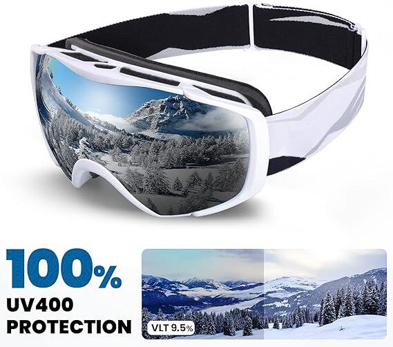 Outdoor Master Classic Maschera Sci OTG Anti-Appannamento UV400, Bianco 3/3