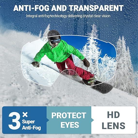 Outdoor Master Classic Maschera Sci OTG Anti-Appannamento UV400, Nero 2/3