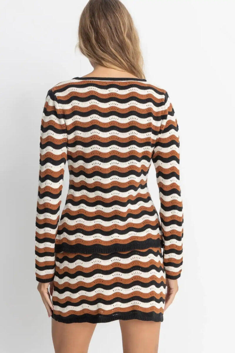 Venice Knit Tie Front - L/S Top Femme 5/6