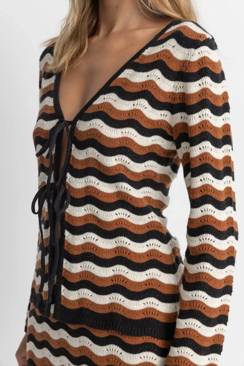 Venice Knit Tie Front - L/S Top Femme 4/6