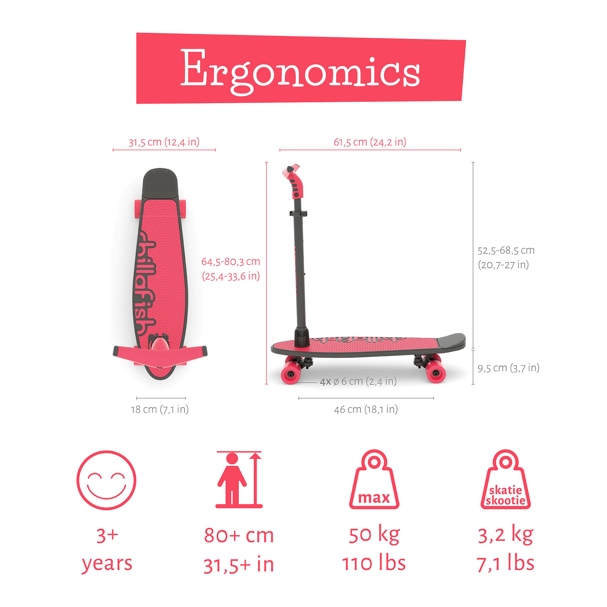 Skatie Skootie 2 - Coral Skateboard and scooter 3/7