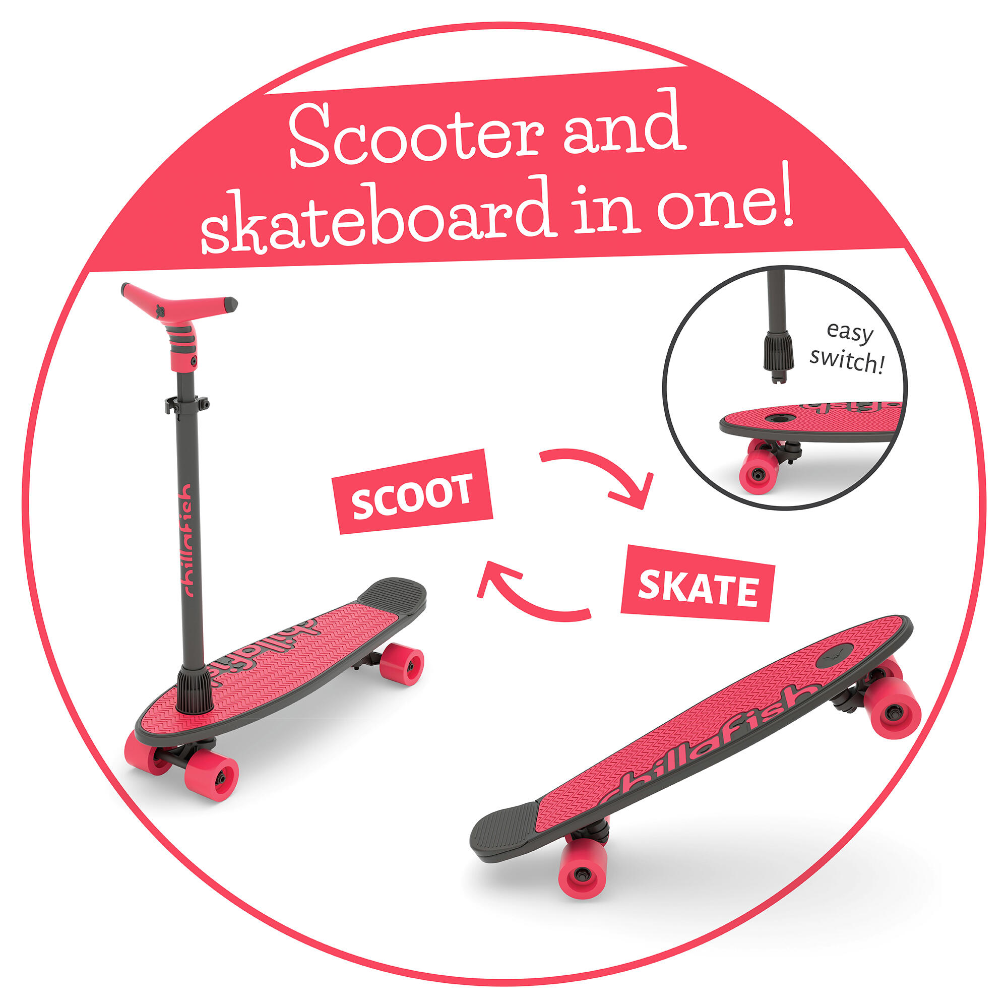 Skatie Skootie 2 - Coral Skateboard and scooter 4/7
