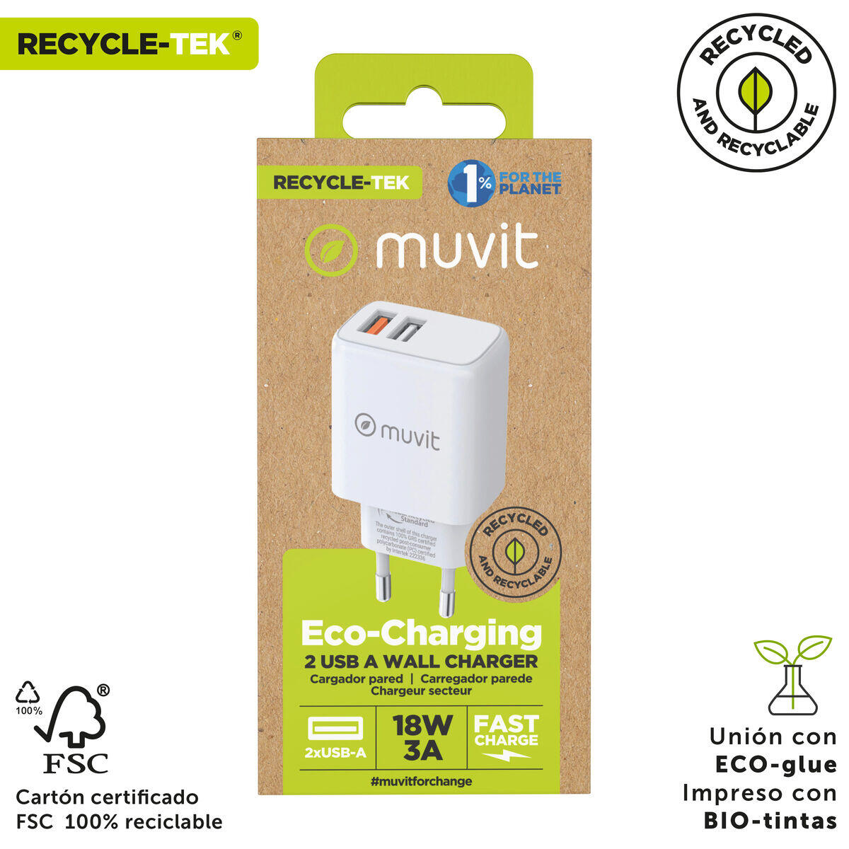 Cargador de Pared MUVIT FOR CHANGE MCACC0021 Blanco 3/5