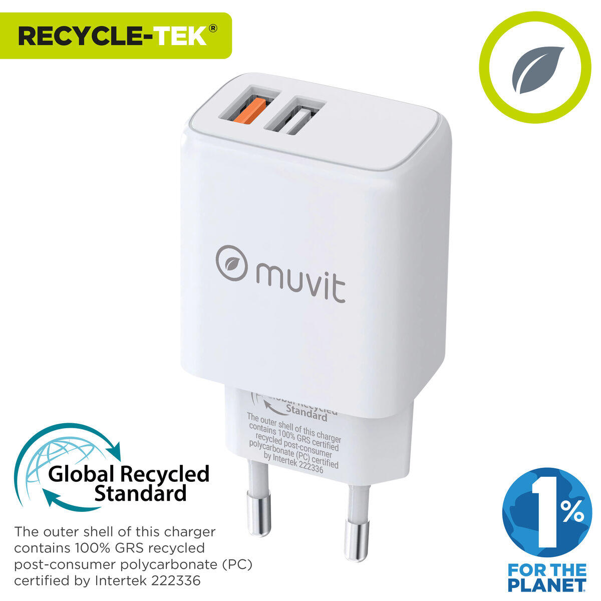 Cargador de Pared MUVIT FOR CHANGE MCACC0021 Blanco 2/5