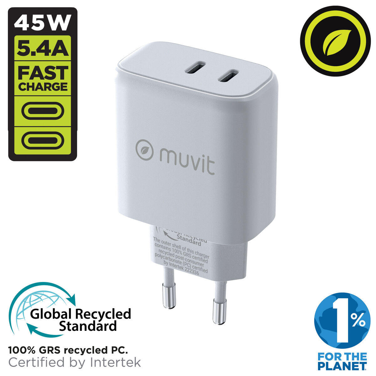 Carregador de Parede MUVIT FOR CHANGE HC-175 Branco 2/5