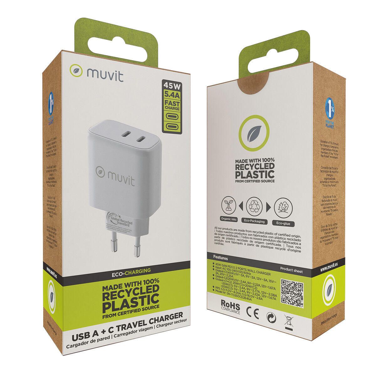 Carregador de Parede MUVIT FOR CHANGE HC-175 Branco 5/5