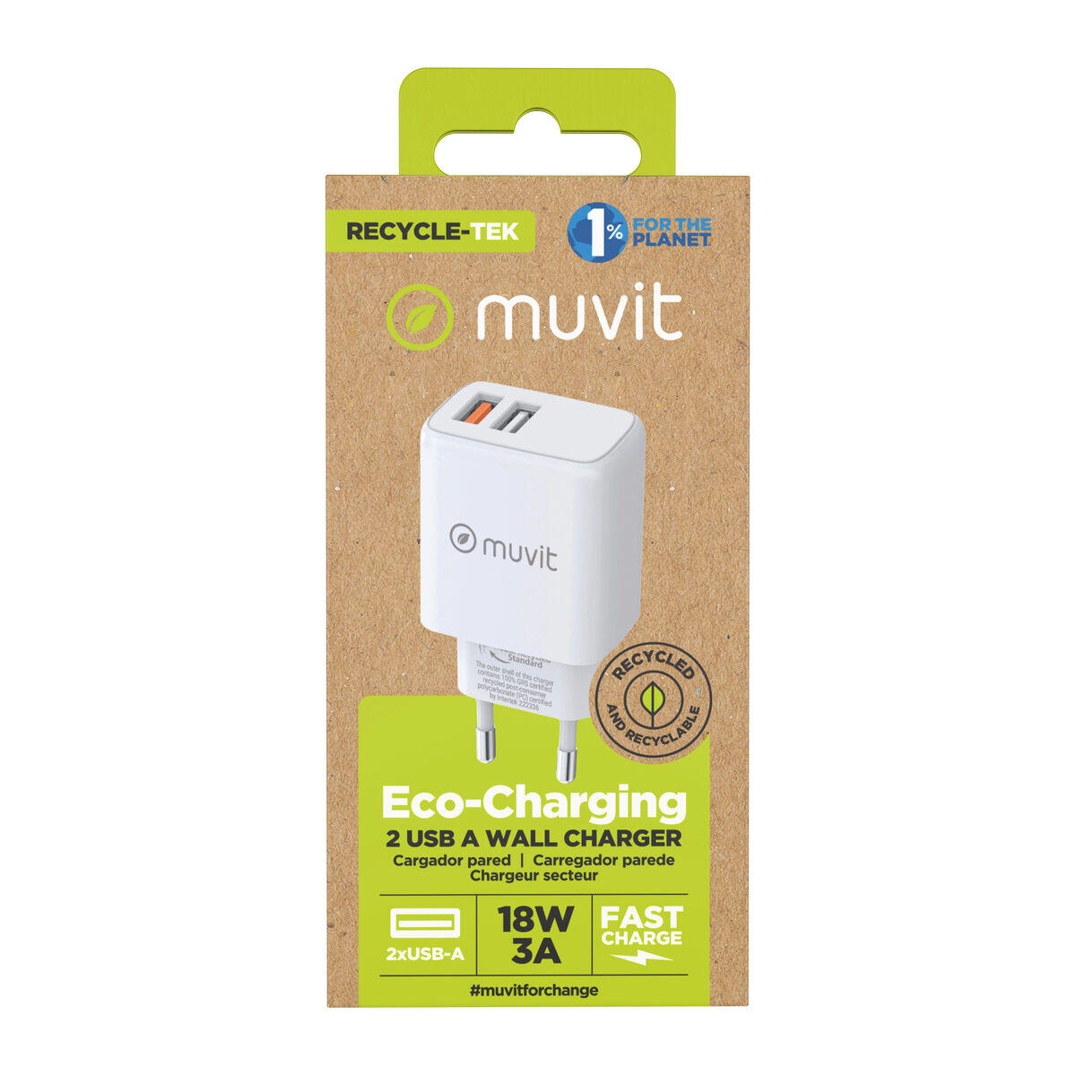 Cargador de Pared MUVIT FOR CHANGE MCACC0021 Blanco 4/5